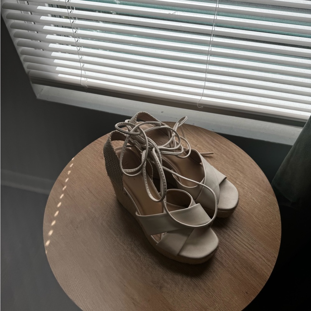 Elegant Cream Wedge Sandals